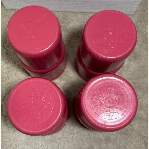 Tupperware Tumblers Stackable 12 Ounce Cups Magenta Pink Vintage Set of 4 - Picture 8 of 11
